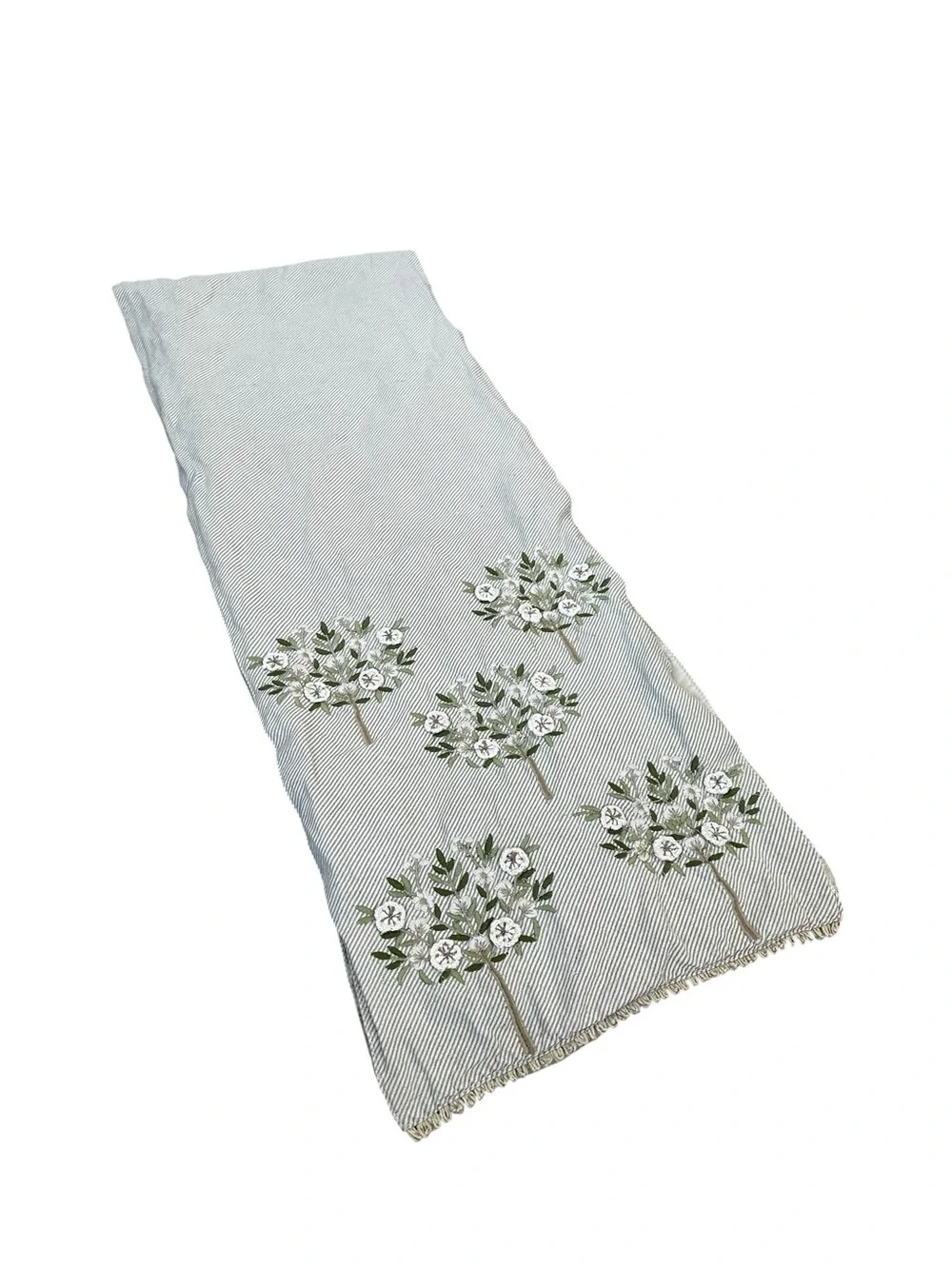 Pier 1 Imports Beige Cream Embroidered Table Runner Farmhouse Cottage Neutral